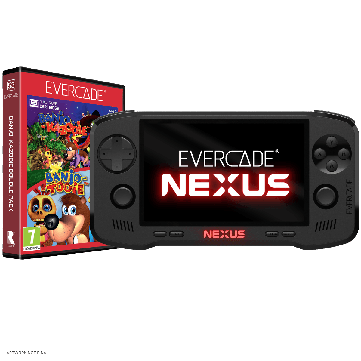 Evercade Nexus is available now for preorder! It's our best handheld yet, with a big, bright screen, dual analogue sticks and the Banjo-Kazooie Double Pack cartridge bundled in!