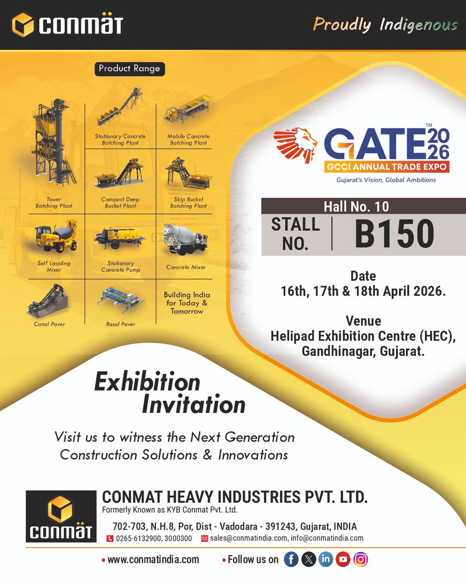 ConmatGroup's tweet image. If you’re building, we should talk.

Meet us at GATE 2026 and explore machines that deliver real performance on site.

📍 Hall 10 | Stall B150

#conmat #gate2026 #visitus #exbition #ProudlyIndigenous