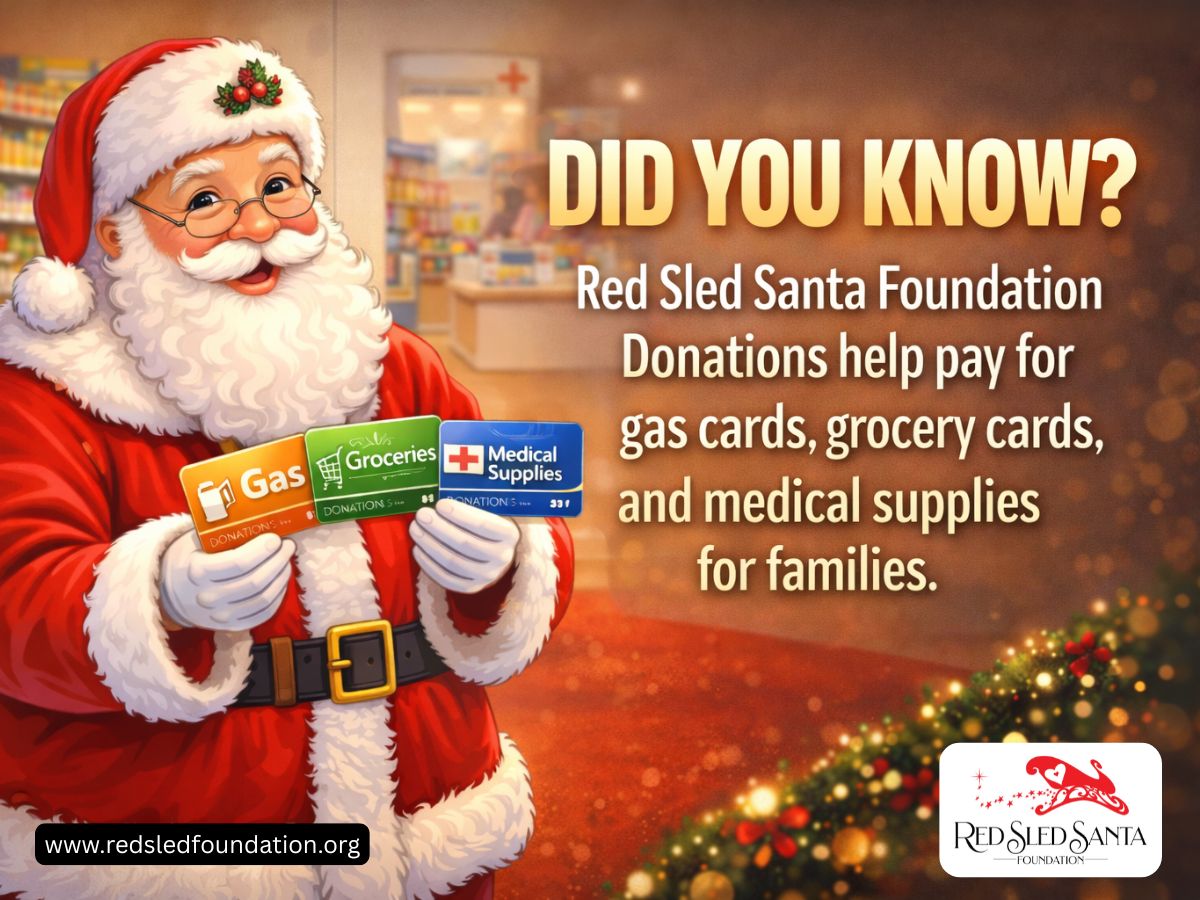 🎅Did You Know?

Every donation to the Red Sled Santa Foundation makes a real difference in someone’s life ❤️

Your support helps provide:
⛽ Gas cards
🛒 Grocery assistance
🏥 Essential medical supplies

🌐 redsledfoundation.org

#RedSledSanta #SpreadKindness #SupportFamilies