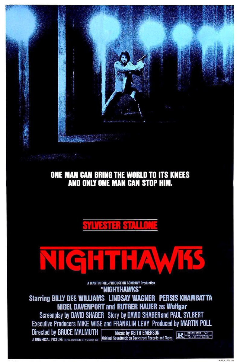 landofthe80s's tweet image. “Nighthawks” starring Sylvester Stallone &amp;amp; Rutger Hauer debuted in theaters today in 1981. #80s #nostalgia