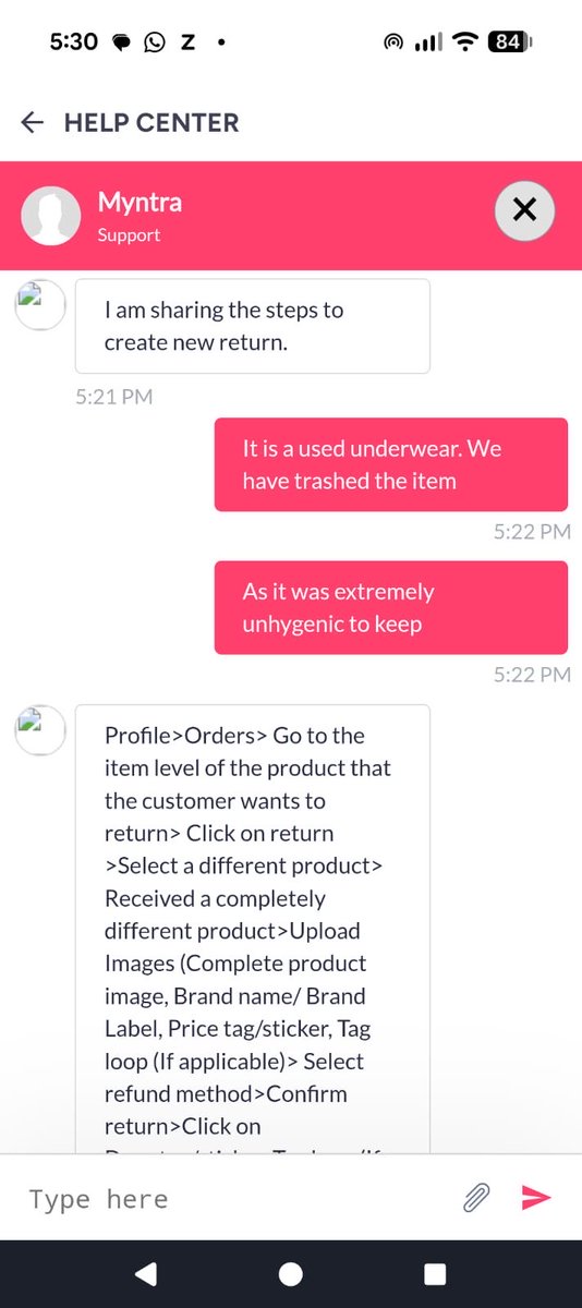 shwitterbug's tweet photo. @myntra @MyntraSupport Appalled at the delivery received -a dirty undergarment instead of palazzo ordered. Trashed the item as it was so unhygenic. Myntra expects me to hv kept the item and to get a refund. Its not about money its about the harassment. How can u help Myntra?? https://t.co/0aRUIGWqpp