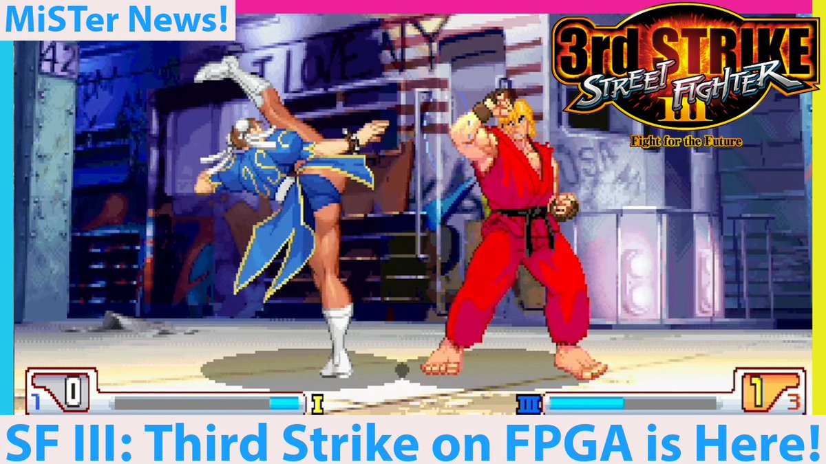 VEsoterica's tweet image. While we wait for the Capcom CPS III core from Jotego on MiSTer FPGA...why not play Street Fighter III Third Strike...on #MiSTerFPGA lol! Based on the SF 3 decomp...its actually pretty amazing! (vid in reply) #streetfighter #retrogames #gaming #gamingnews #gaming_news