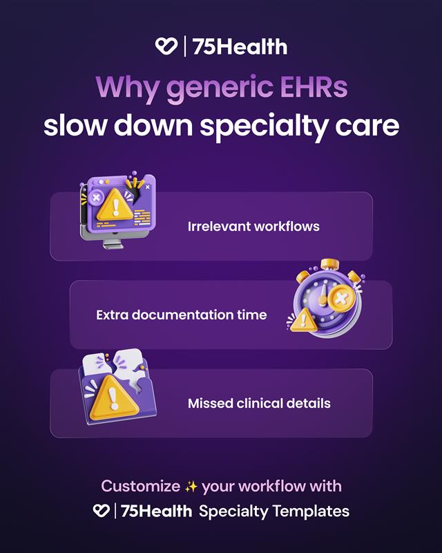 Stop adjusting to your EHR; let it adjust to your specialty.✨

#75Health #EHR #EMR #Healthcare #ElectronicHealthRecord #DigitalHealthRecord #DigitalHealthCare