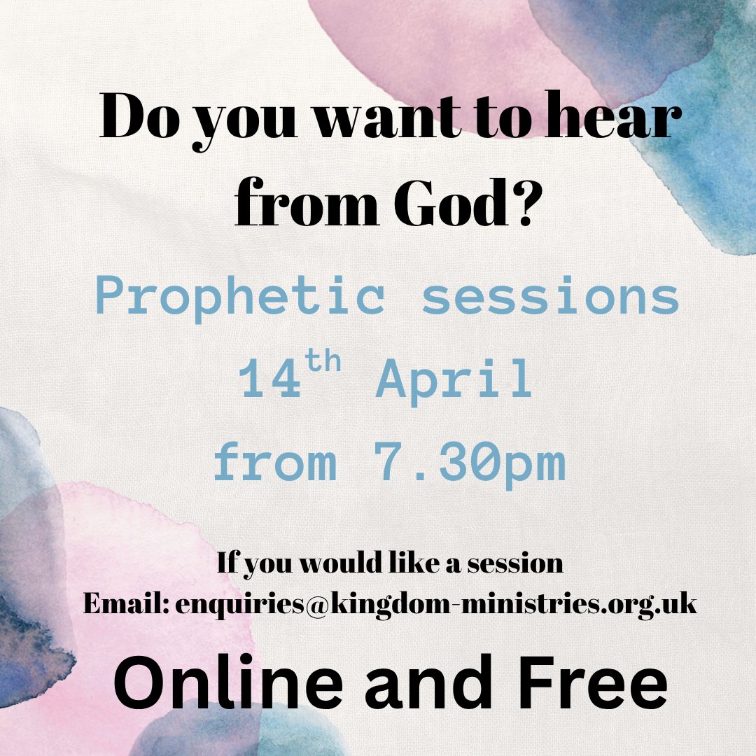 CSSMBradford's tweet photo. Would you like someone to listen to God for you?

CSSM students are offering prophetic sessions on 14th April from 7.30pm.

If you would like one email enquiries@kingdom-ministries.org.uk https://t.co/u1G4IP1It8