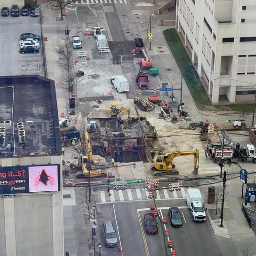 406Northlane's tweet photo. We're one MONTH in to project sinkhole here in CLE. Coming right along! #sinkhole #sinkholes #thisiscle #cleveland @ThatsCLE https://t.co/e7ky4U9eTU