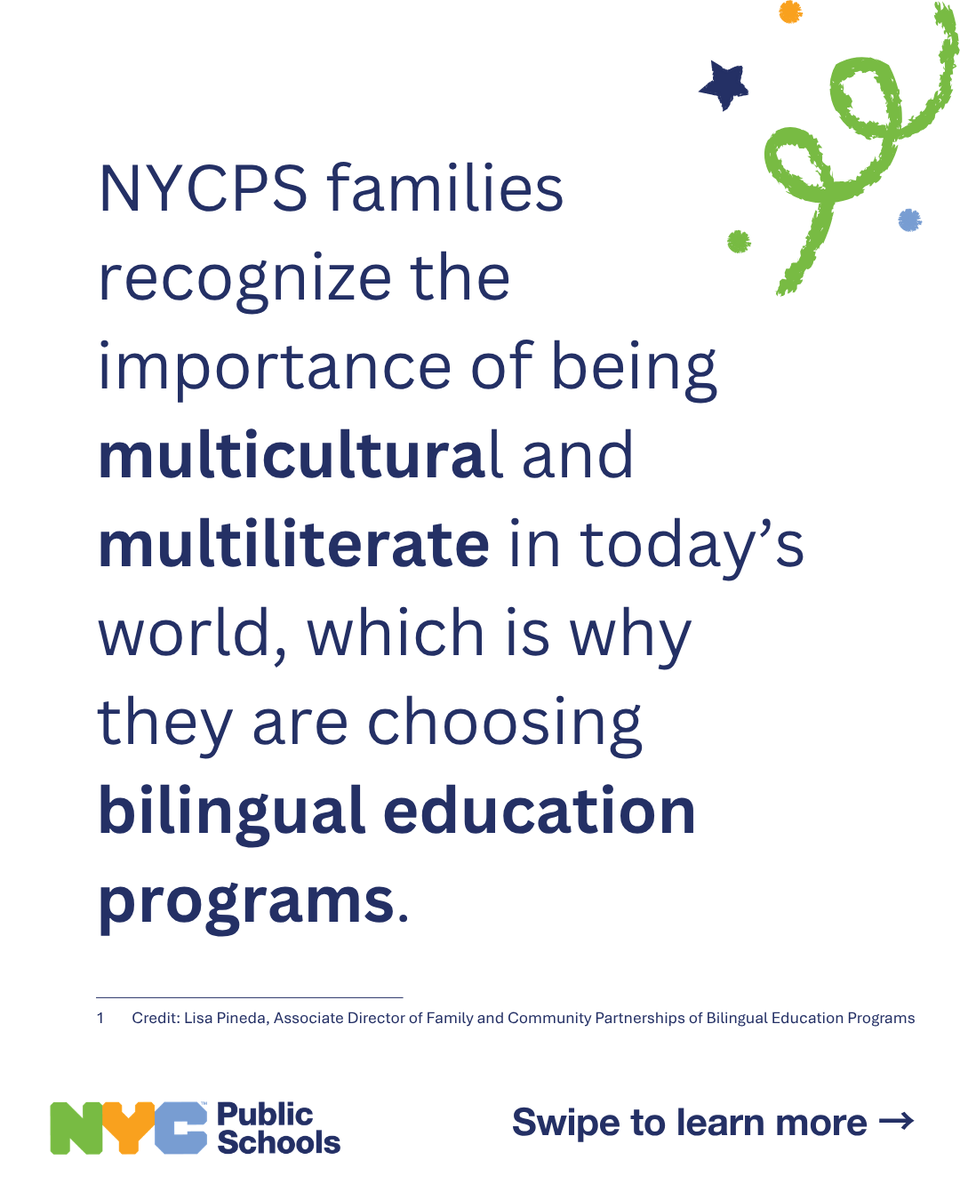 NYCMultilingual's tweet photo. 👏Hear from NYCPS parents whose children are currently in a Dual Language Bilingual Education (DLBE) program!

🗣️These enthusiastic parents have shared how their children feel strengthened in a DLBE program, and what multilingualism means to them as a family!

📱#multilingualNYC https://t.co/PGpAlWFetg