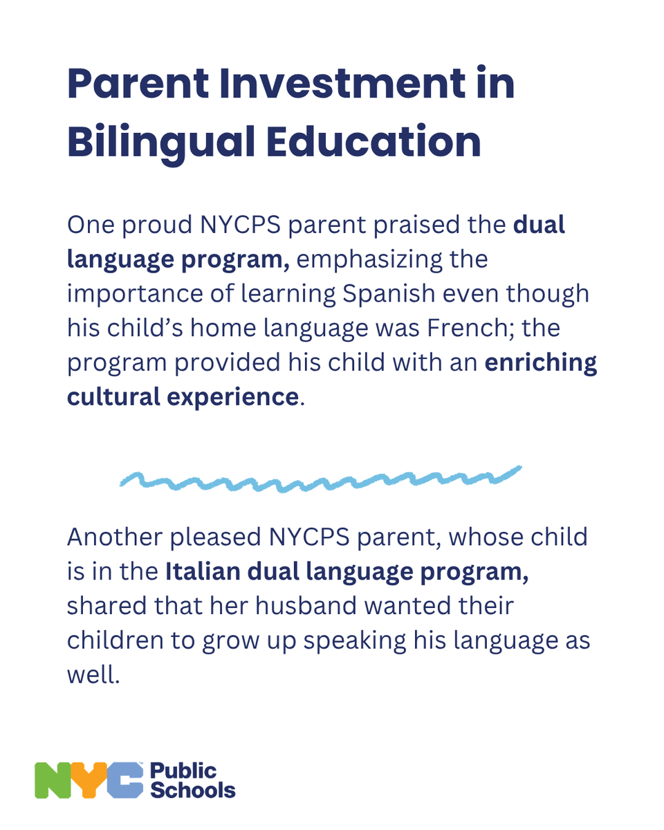 NYCMultilingual's tweet photo. 👏Hear from NYCPS parents whose children are currently in a Dual Language Bilingual Education (DLBE) program!

🗣️These enthusiastic parents have shared how their children feel strengthened in a DLBE program, and what multilingualism means to them as a family!

📱#multilingualNYC https://t.co/PGpAlWFetg