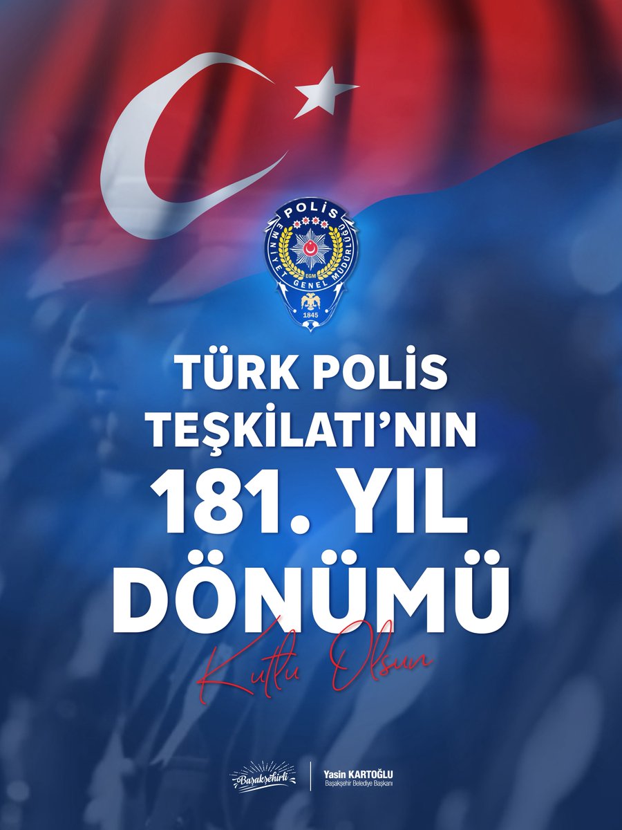 yasinkartoglu's tweet photo. Gece gündüz demeden, büyük bir vazife bilinciyle görev yapan Türk Polis Teşkilatımızın 181. yıl dönümünü kutluyor; aziz şehitlerimizi rahmetle, kahraman gazilerimizi şükranla anıyorum. https://t.co/OjdHBa40XI