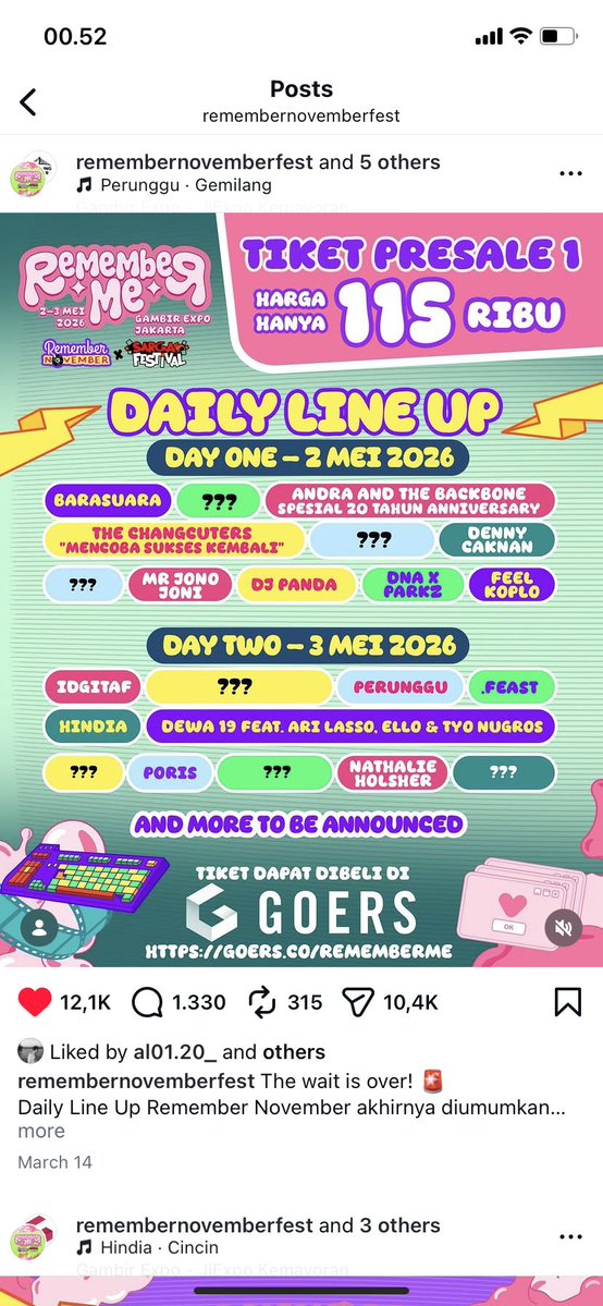 Ada yang jual tiket remember me day 2 nggk? #zonauang
