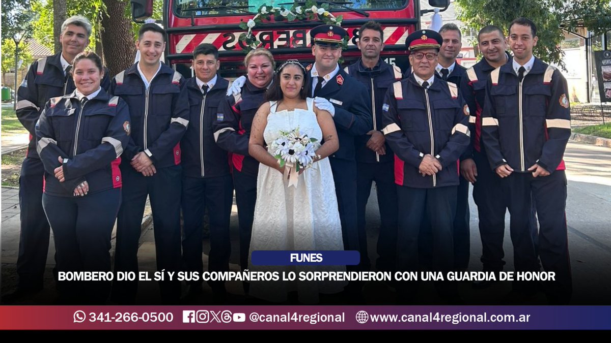 🚒💍 ¡VIVAN LOS NOVIOS! CASAMIENTO CON SELLO BOMBERIL EN FUNES ❤️✨

Iván y Abigail dieron el sí en el Registro Civil y sus compañeros de Bomberos Voluntarios de Funes no se lo quisieron perder. 👰‍♀️🤵‍♂️

📺 CANAL 4 REGIONAL
💻 canal4regional.com.ar
📲 RS: <a href="/canal4regional/">CANAL 4 REGIONAL</a>