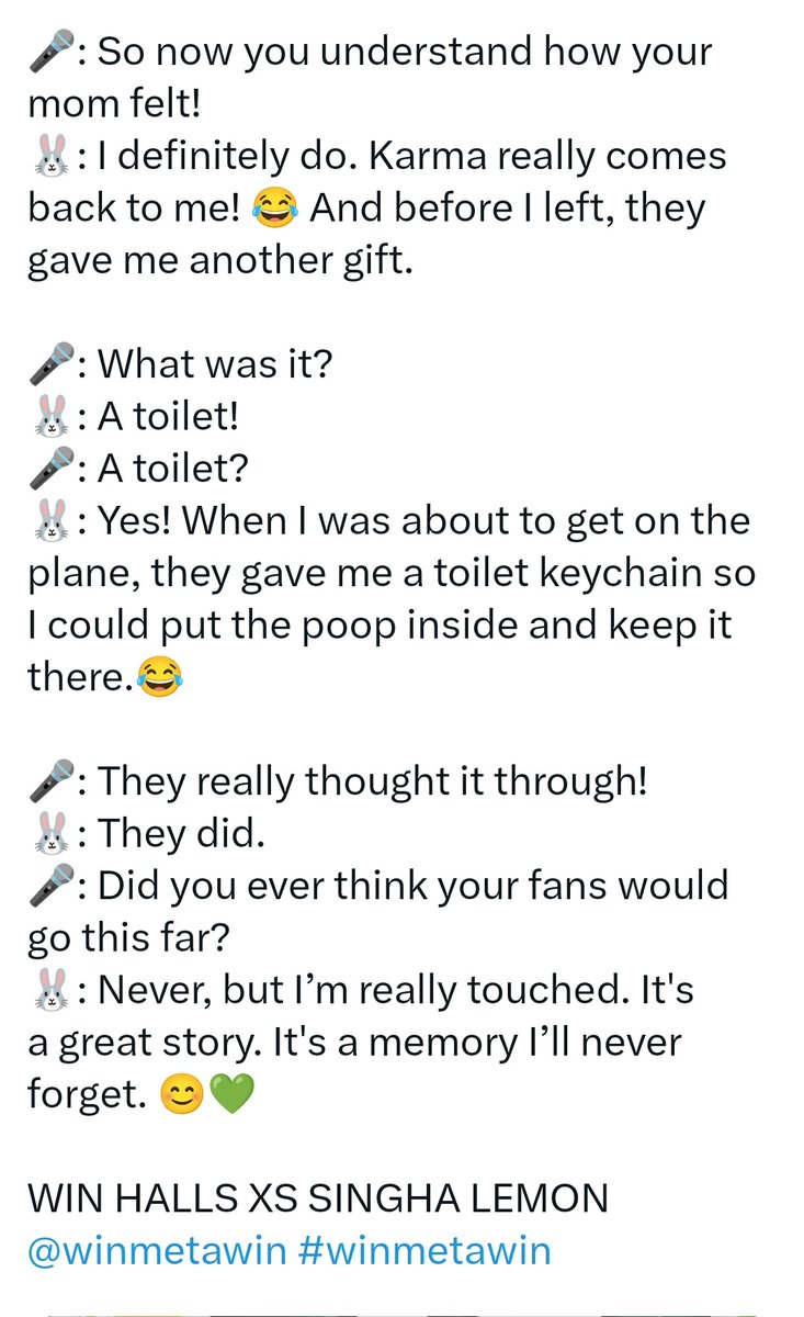 IamMoon7's tweet image. #LRT He was touched bc fans remembered one of his funny stories and decided to have fun with him. It was a memorable moment indeed. Win really has a big heart. May he be blessed with good things always. 🫶🏻😘 
#HallsXSxWinMetawin 
#winmetawin #วินเมธวิน 
(cr. @MaryxNongWin )