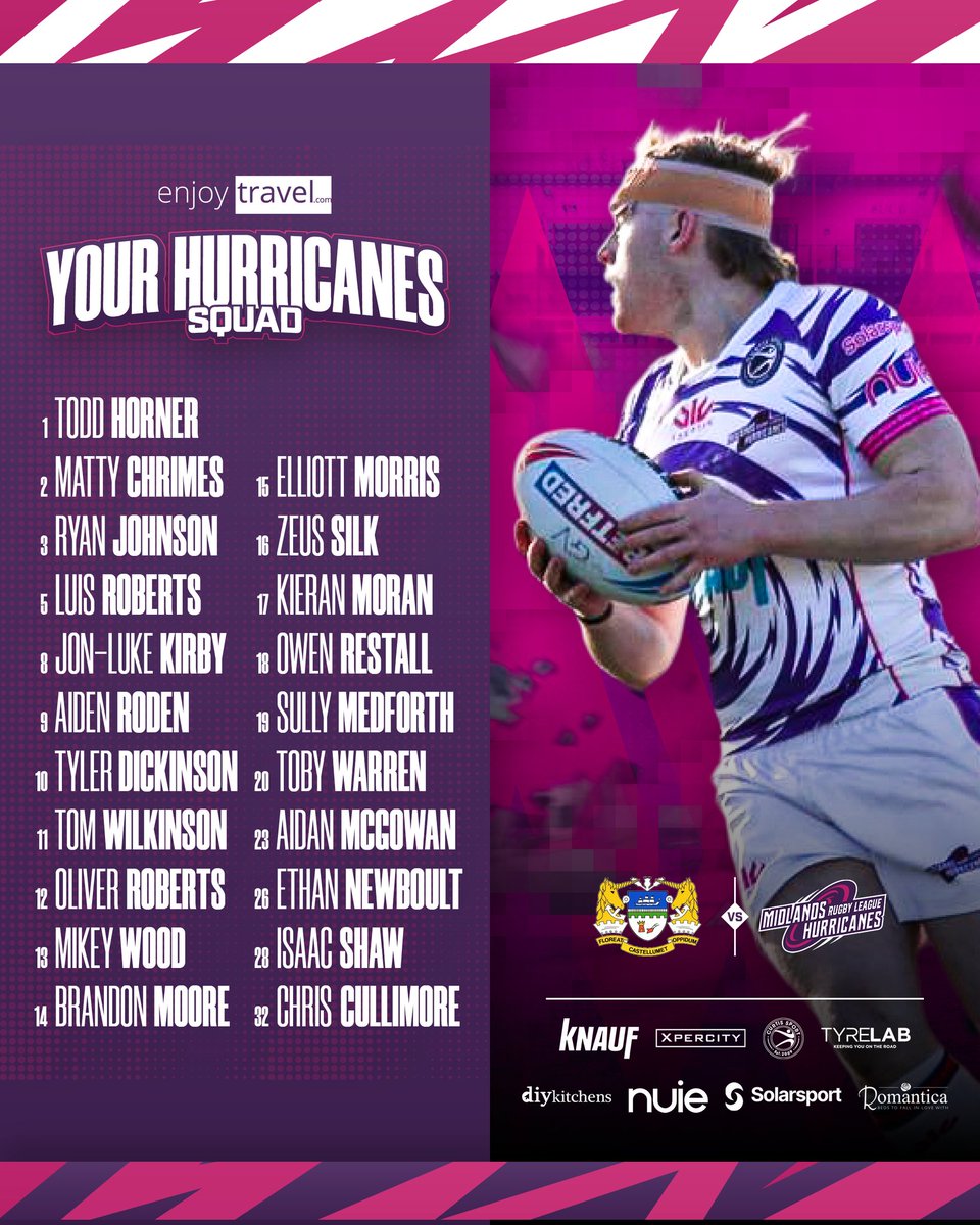 HurricanesRLFC's tweet image. 📝 Head Coach Mark Dunning has named his @enjoytravel_ 21-man squad to face @WorkingtonTown this Sunday! 

🔄 One change from last week's squad, with Lewis Else replaced by Chris Cullimore. 

#ASTORMISCOMING