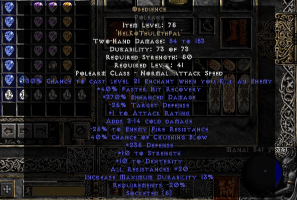 Uber_bane's tweet photo. After countless NM P8 LK runs, today was the day. Finally able to craft Obedience for my merc on summon Necro. My first rune word on #diablo2. Lfg https://t.co/uwVb5FkIj0