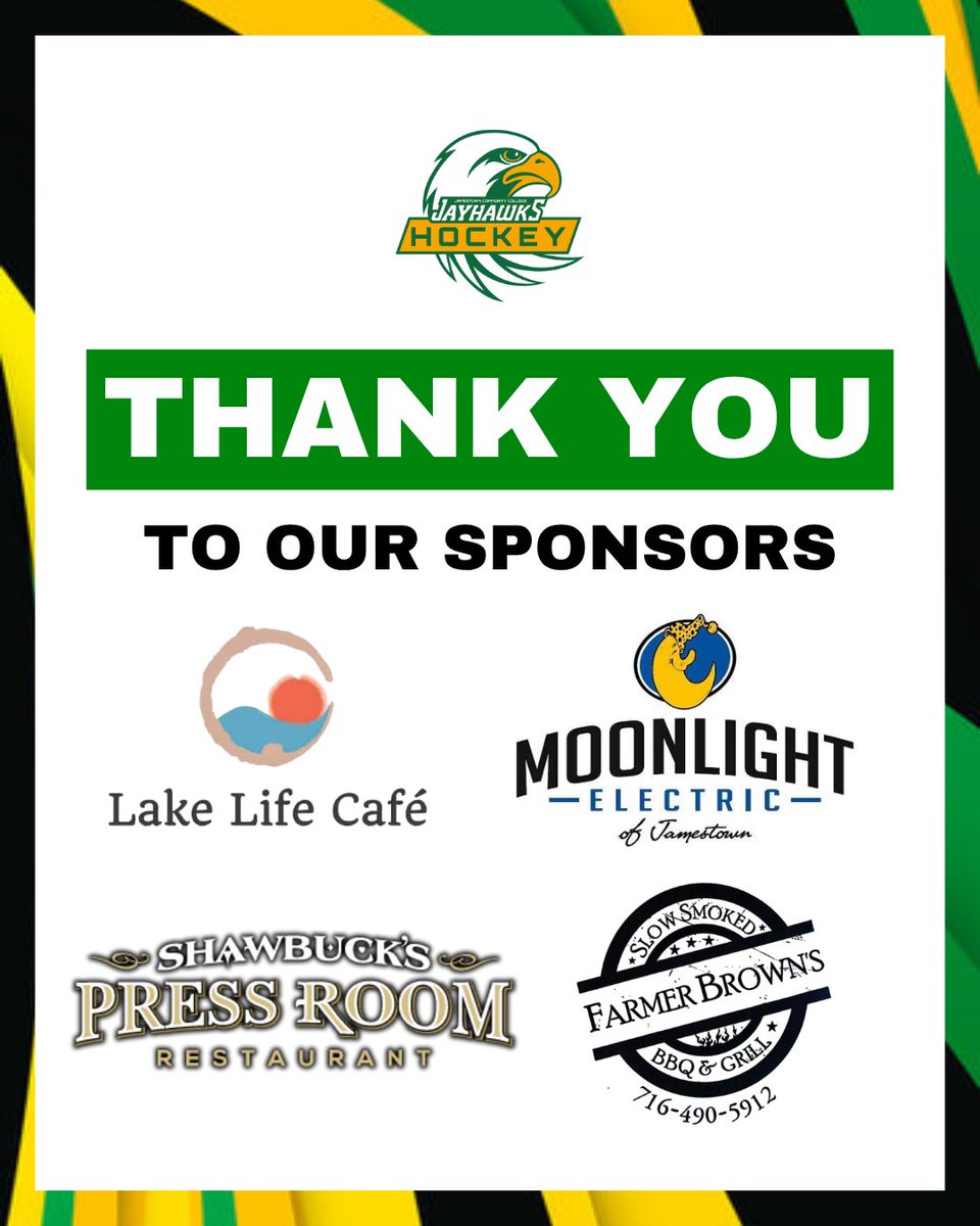 We continue to recognize our amazing sponsors today! A very special shoutout to Lake Life Cafe, Lake Life Kitchen, Moonlight Electric, Shawbucks, and Farmer Browns for their support of JCC hockey this past season.Thank you to all of these incredible local businesses!