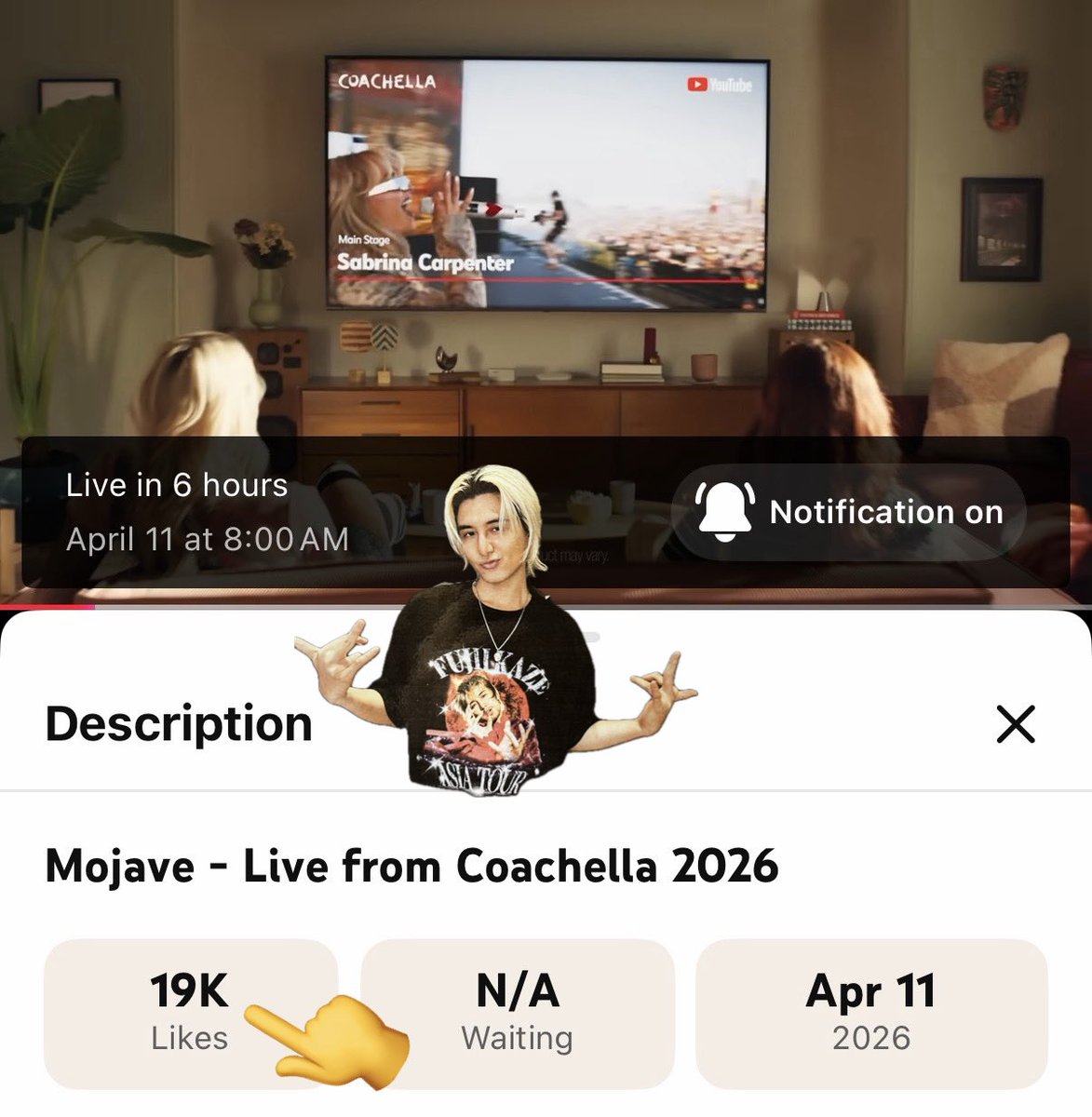 syevie's tweet image. #Coachella の4大ステージ、Liked（イイね👍）数、#FujiiKaze が出る #Mojave  が19,000件👀断トツで多いんだけど😆😆誰のせい？？
メインステージよりも多いんだけど‼️
コレって現地行けない人の大多数がチェック✅してると思うから…
もちろんMojaveステージに推し❤️‍🔥が出るからだよねー😍