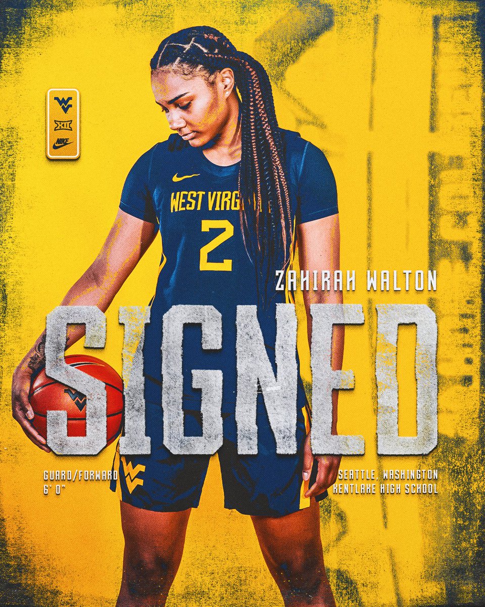 WVUWBB's tweet image. We are excited to announce that we have signed ZaZa! Welcome to #AlmostHeaven 🗻

🖊 Zahirah “ZaZa” Walton 
📍 Seattle, Washington 
📏 6-0
🏀 Guard/Forward

#HailWV | @zaza_waltonn