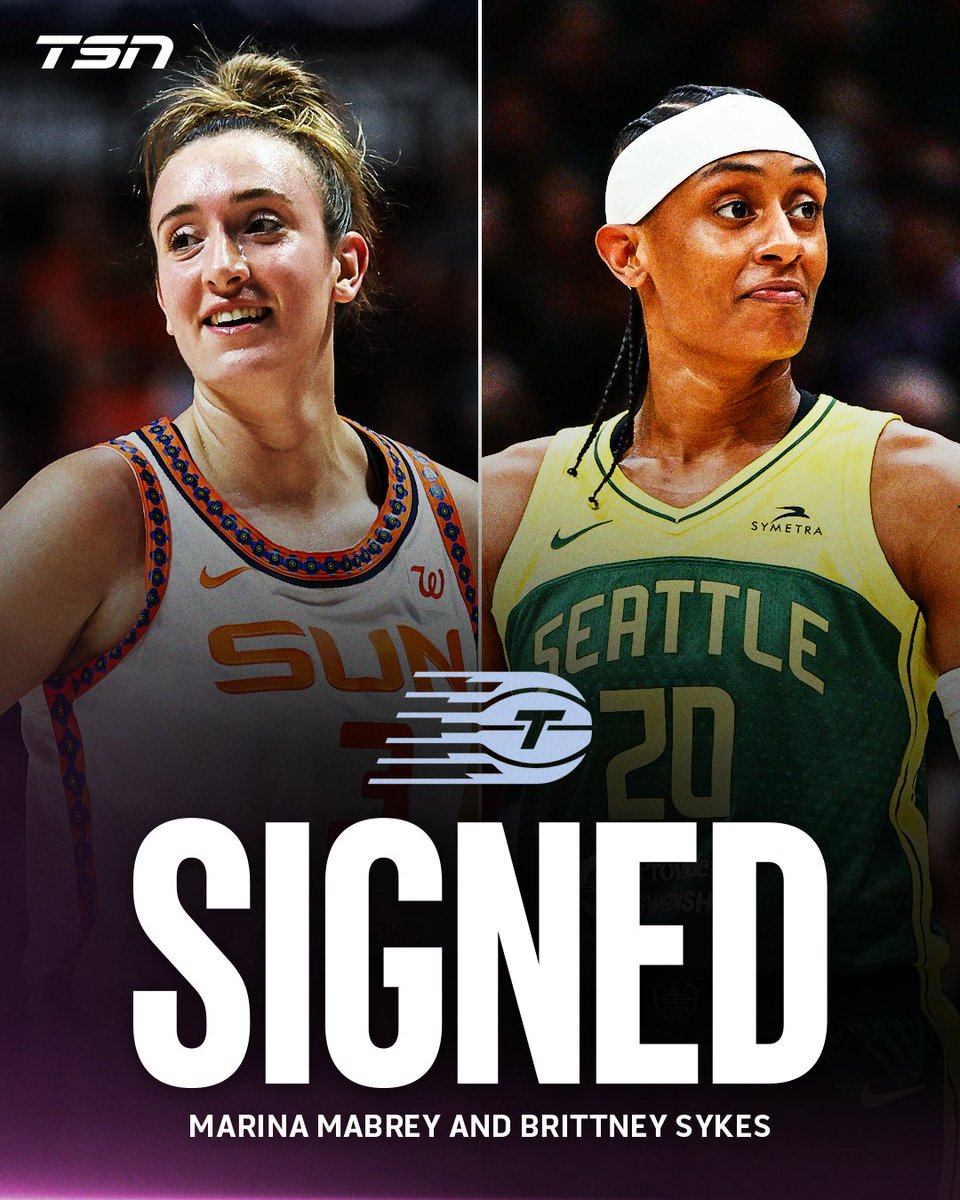 TSN_Sports's tweet photo. The Toronto Tempo have agreed to terms with guards Marina Mabrey and Brittney Sykes, per their agent Marcus Crenshaw and @alexaphilippou. 

With each agreeing to two-year max contracts, they are the first known million dollar backcourt pairing. https://t.co/wPdoCIitTz