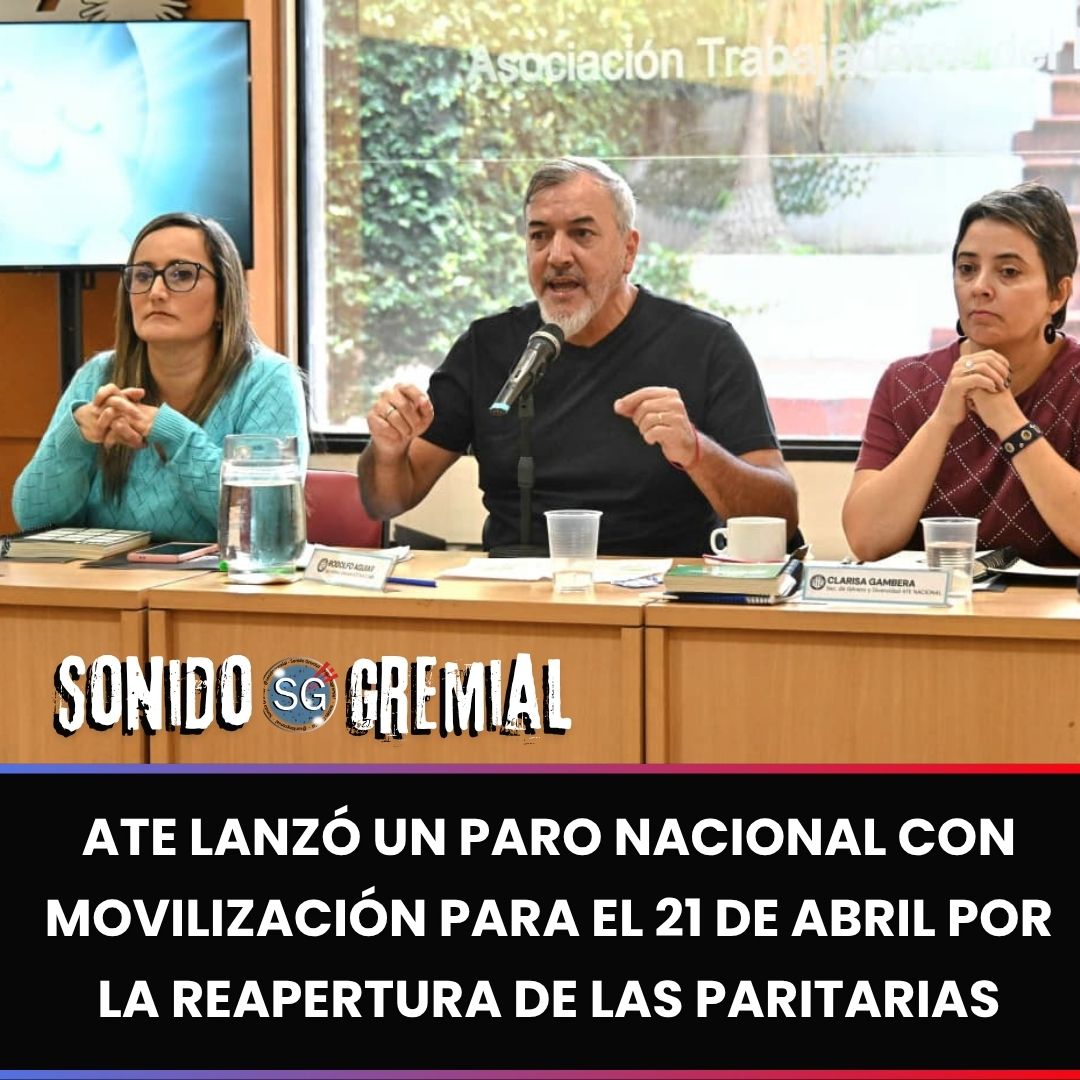 SonidoGremial's tweet image. ⛔🥁 @atenacional lanzó un #paro Nacional con movilización para el 21 de abril por la reapertura de las #paritarias 
@rodoaguiar «Si no hay plata no habrá paz social. Las paritarias en la administración pública tienen que abrirse de manera inmediata”
🔴🔵

sonidogremial.com.ar/ate-lanzo-un-p…