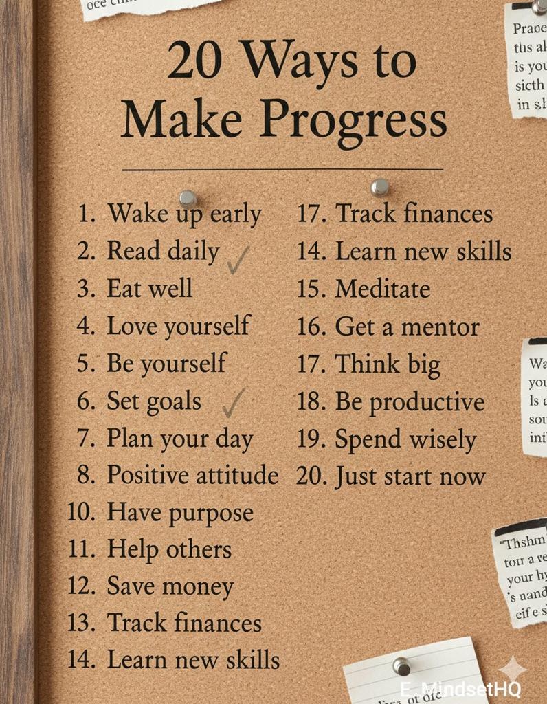 MindsetF28912's tweet photo. 20 Ways to make Progress. https://t.co/XFqbgJozfd