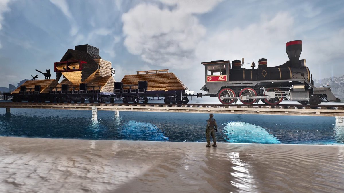 oititukumono's tweet image. 先ほどの深夜配信で作ったARKで実際に乗れる
「kson組長の肩幅トレイン」
のスクショを貼っておくぞ^^
左右でメガネの色と目線の向きが違うリバーシブル仕様じゃ(*^▽^*)
肩にはチカコロちゃんもおるぞ!
#ksonART #ARK