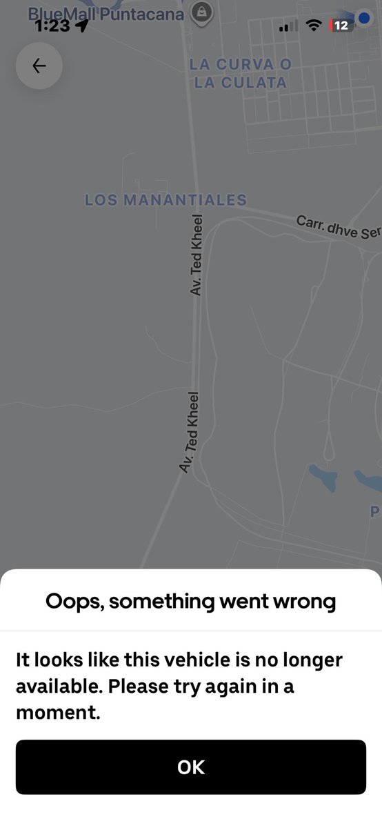 Las cosas de uber en punta cana. Te sale la tarifa en 300 cuando lo confirmas salta este mensaje y te dicen que hay un nuevo conductor con el doble de lo que te mostró anteriormente… 👹