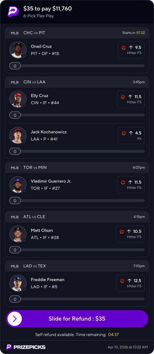 DylPicksGreens's tweet image. ⚾️ MLB FANTASY LOTTO ⚾️

Happy Flex Friday 💪🏽 

$35 ➡️ $11.7k

#ItsGoodToBeRight #OpeningDay