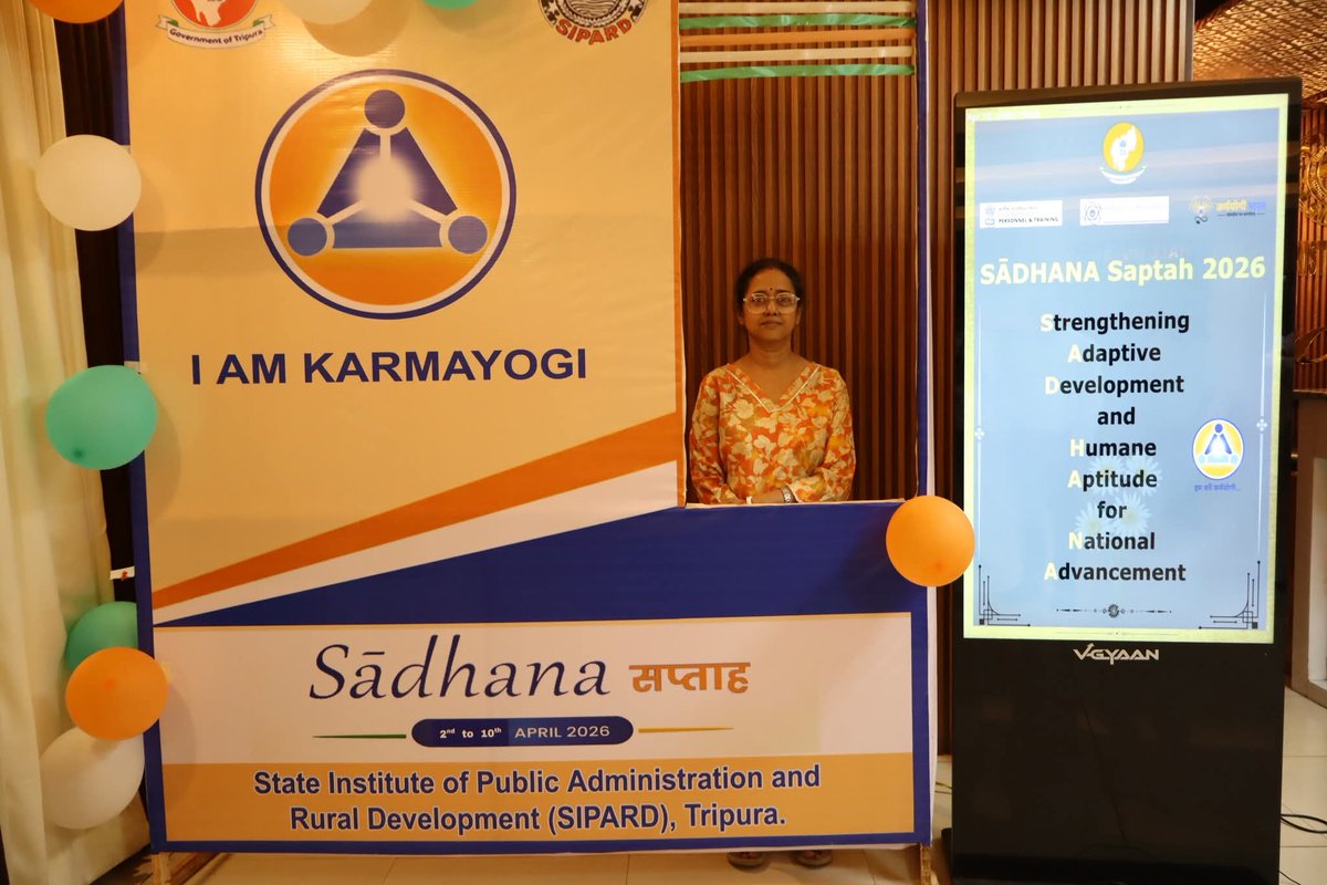 SIPARD1's tweet photo. As part of Sadhana Saptaha, SIPARD installed a selfie point today. All SIPARD Karmayogis, delighted after completing the iGOT course, gathered and posed in front of it.
#iGOT 
#Karmayogibharat 
#Governmentoftripura 
# https://t.co/xeCT1t4TYP