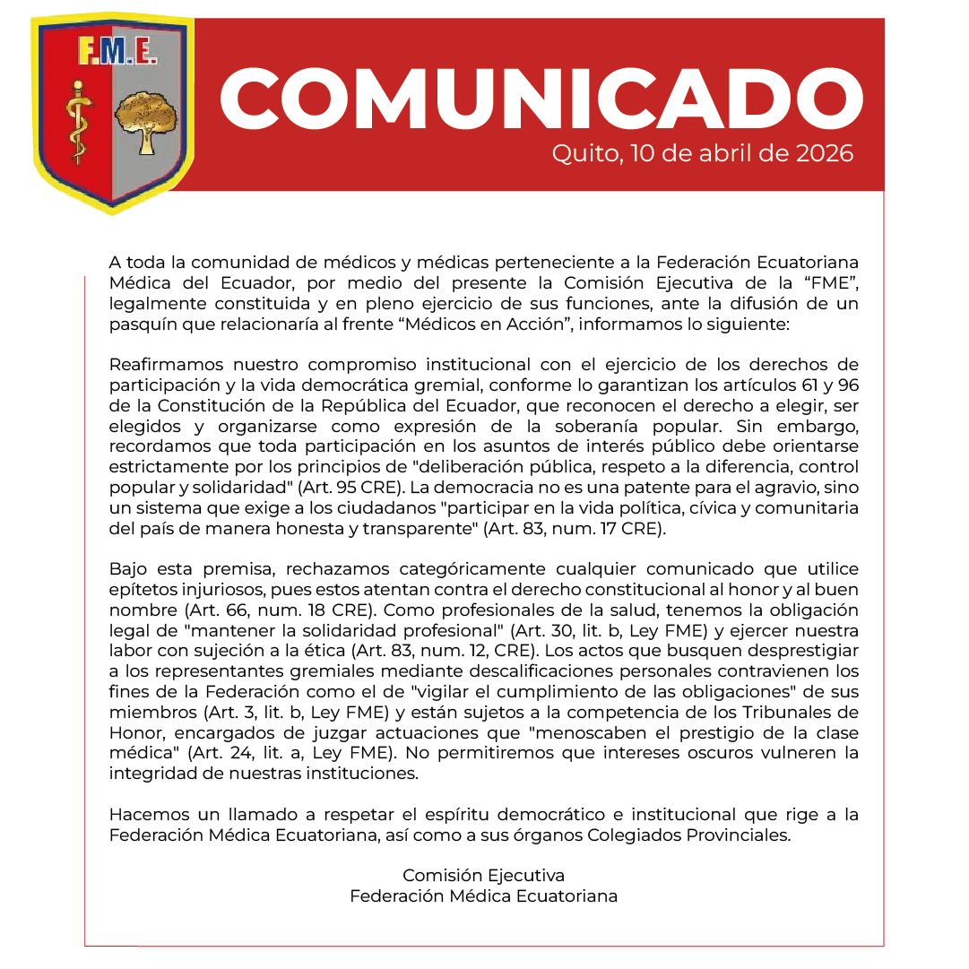 Federación Médica Ecuatoriana tweet media
