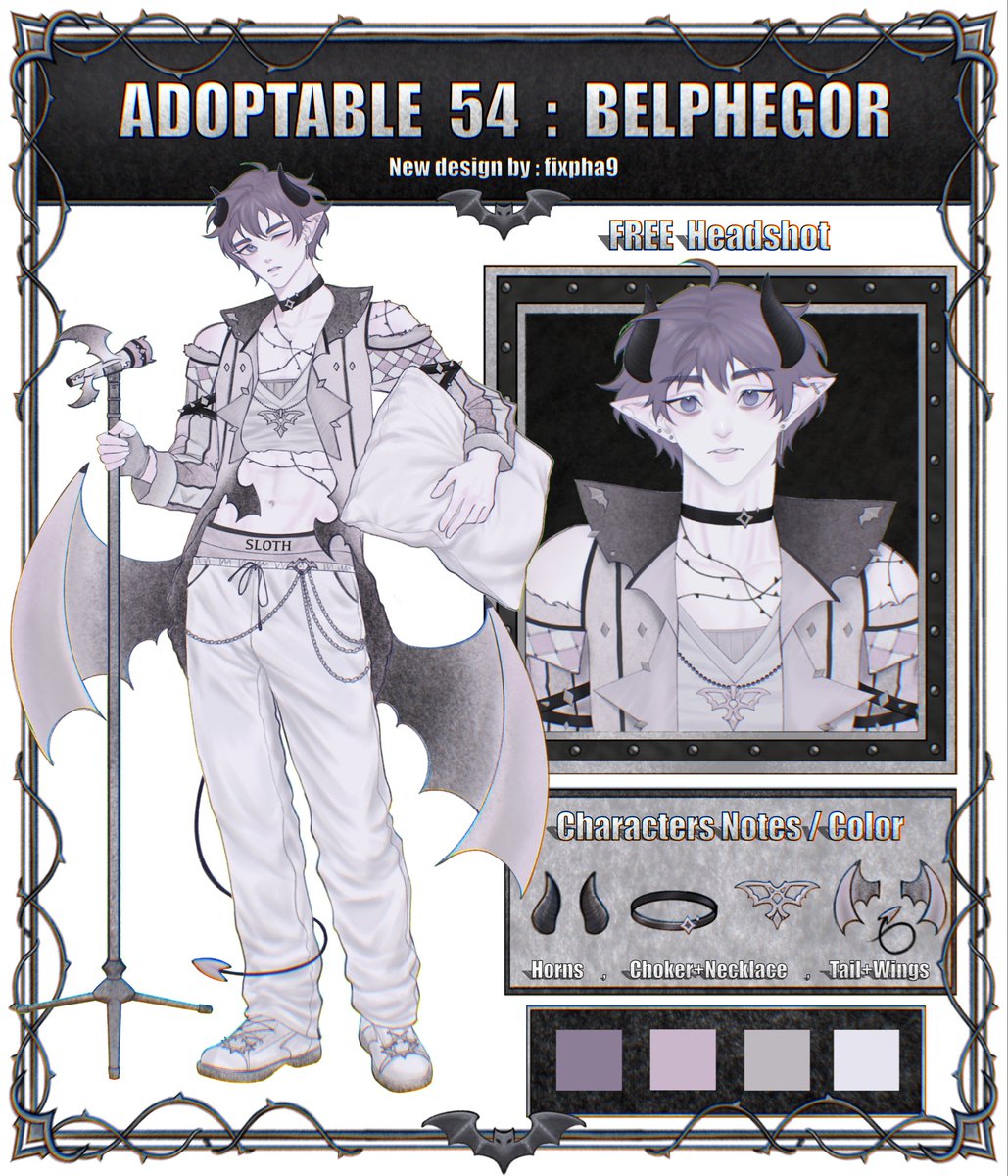 pha36589's tweet image. #newdesign #vgenshop #adoptable #vtuber #VGen 

vgen.co/pha36589/produ…

📍Adoptable 54 : Belphegor 💤

my shop -No owner-

Personal + Monetized content = $110
Commercial merchandising = + $200

#VGenComm  #VgenOpen #VGenComms #vgencodeGiveAway