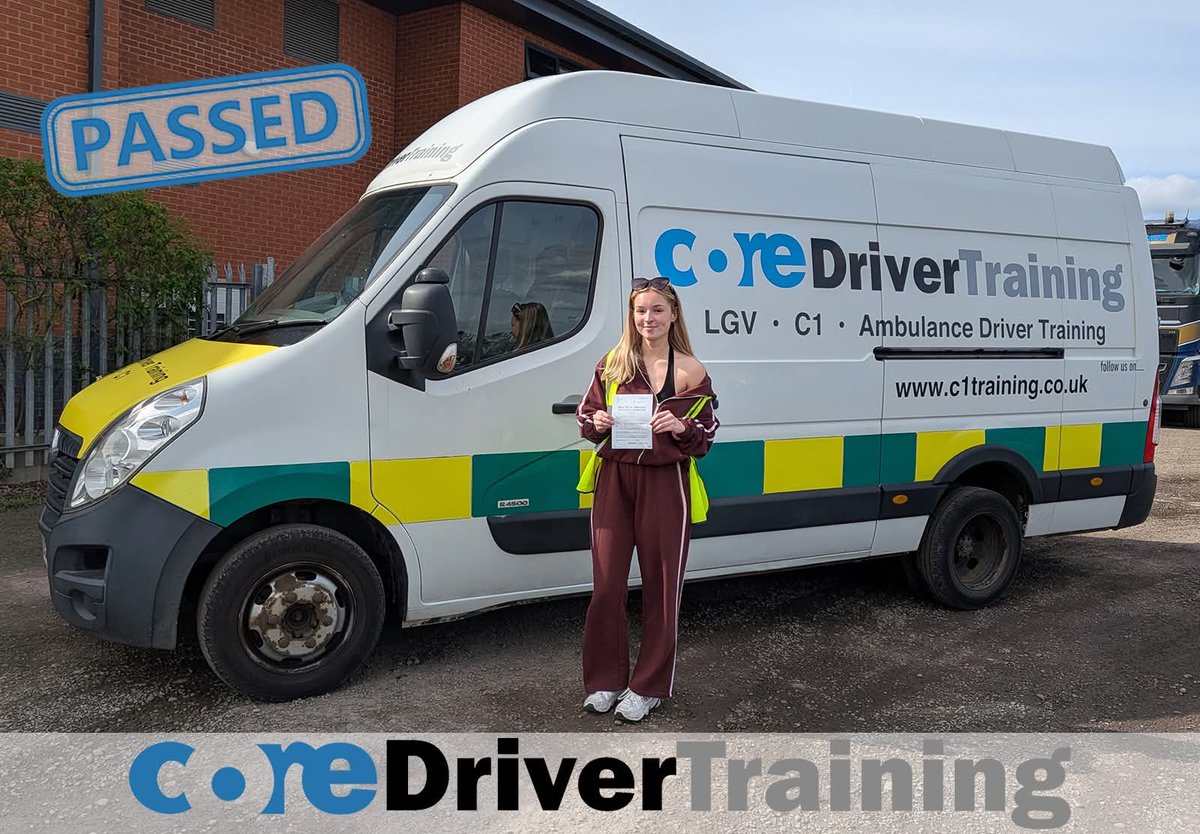 driver_cor91706's tweet photo. Congratulations Alice Chicken with an excellent C1 pass at Watnall Test Centre today. We wish you every success with your future courses and career, from all of us here at Core Driver Training. 😁🚑

#TeamCore https://t.co/p7LLSQY49f