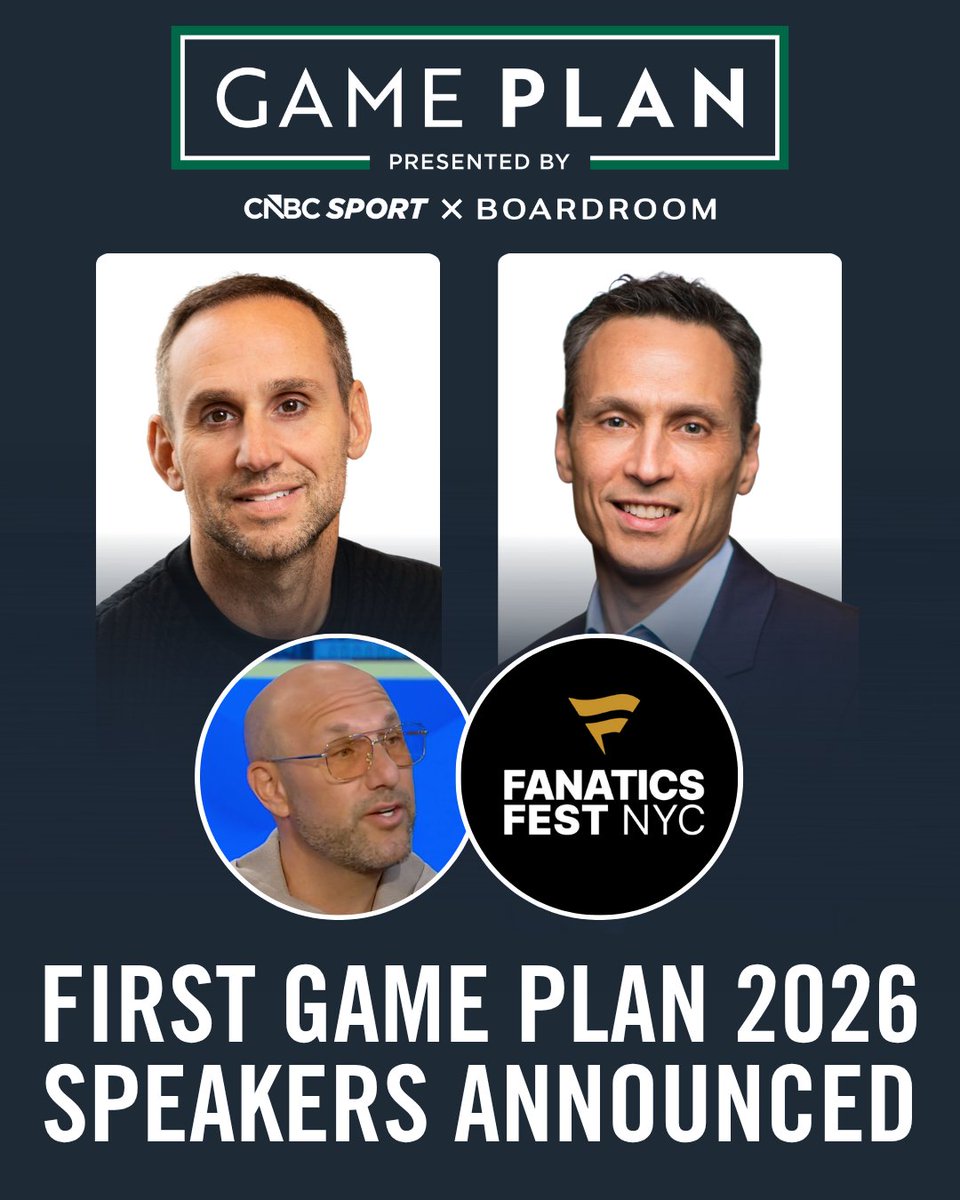 boardroom's tweet photo. Rich Kleiman joined Andrew Ross Sorkin on Squawk Box to announce the first confirmed speakers for CNBC Sport and Boardroom’s fourth annual Game Plan Summit at Fanatics Fest in NYC on July 16: Michael Rubin, Founder & CEO of Fanatics, and Jimmy Pitaro, Chairman of ESPN.⁠
⁠
Expect an afternoon of insightful talks, networking, and big ideas.⁠

#GamePlan26