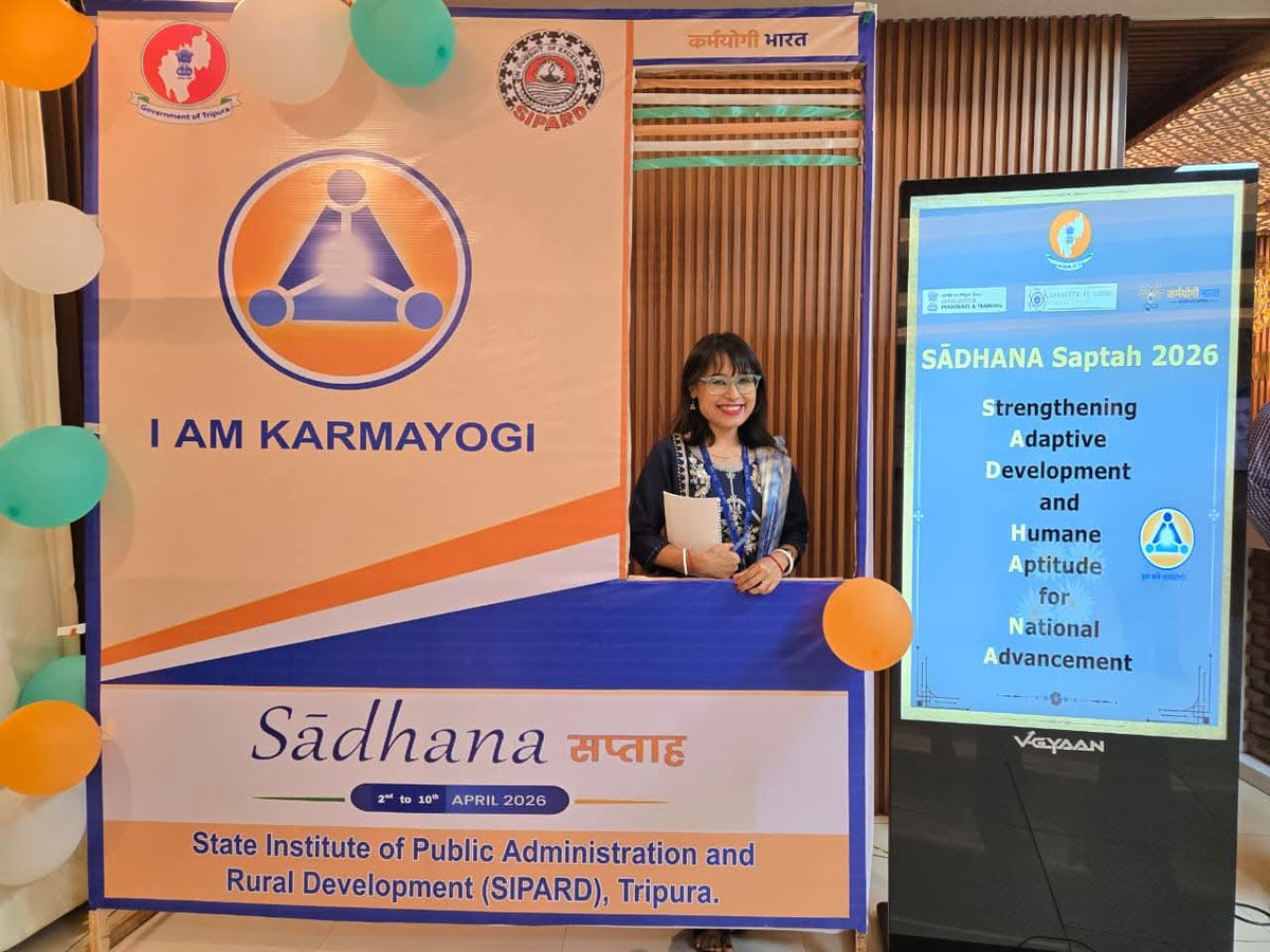 SIPARD1's tweet photo. TCS (P) 2026 Batch team capturing a cheerful moment at the Karmayogi Selfie Point at SIPARD.
#iGOT
#Karmayogibharat
#governmentoftripura https://t.co/P7AYk2FgkD
