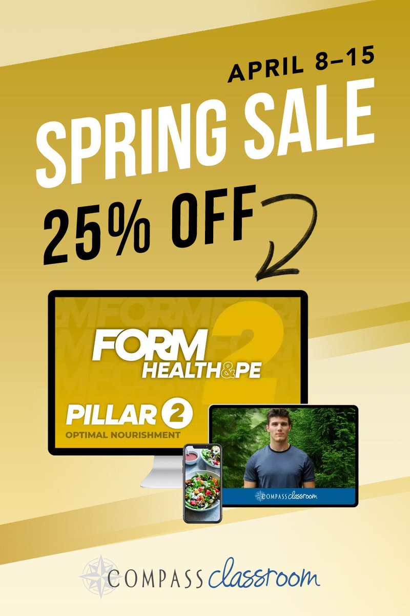 Use code SPRING25 to save 25% off F.O.R.M. Pillar 2: Optimal Nourishment during our Spring Sale! Nutrition and nourishment taught from a Biblical worldview -- with meal planning recipe guides and weekly assessments. Real health education. compassclassroom.com/shop/product/f…