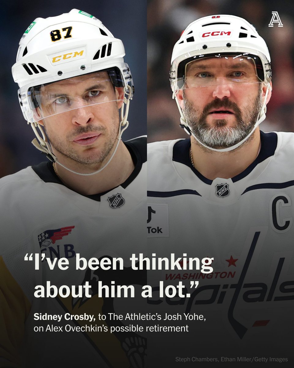 TheAthletic's tweet photo. Like it or lump it, Sidney Crosby has a soft spot for Alex Ovechkin.

The two rivals, who have been compared to each other since childhood, have seen their formerly chilly relationship thaw significantly in recent years. https://t.co/tLxvGWbGrr