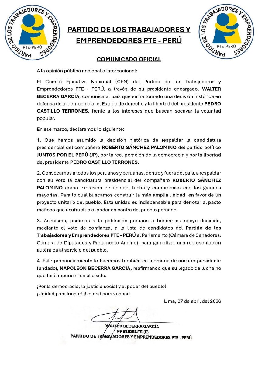 Pedro Castillo Terrones tweet media