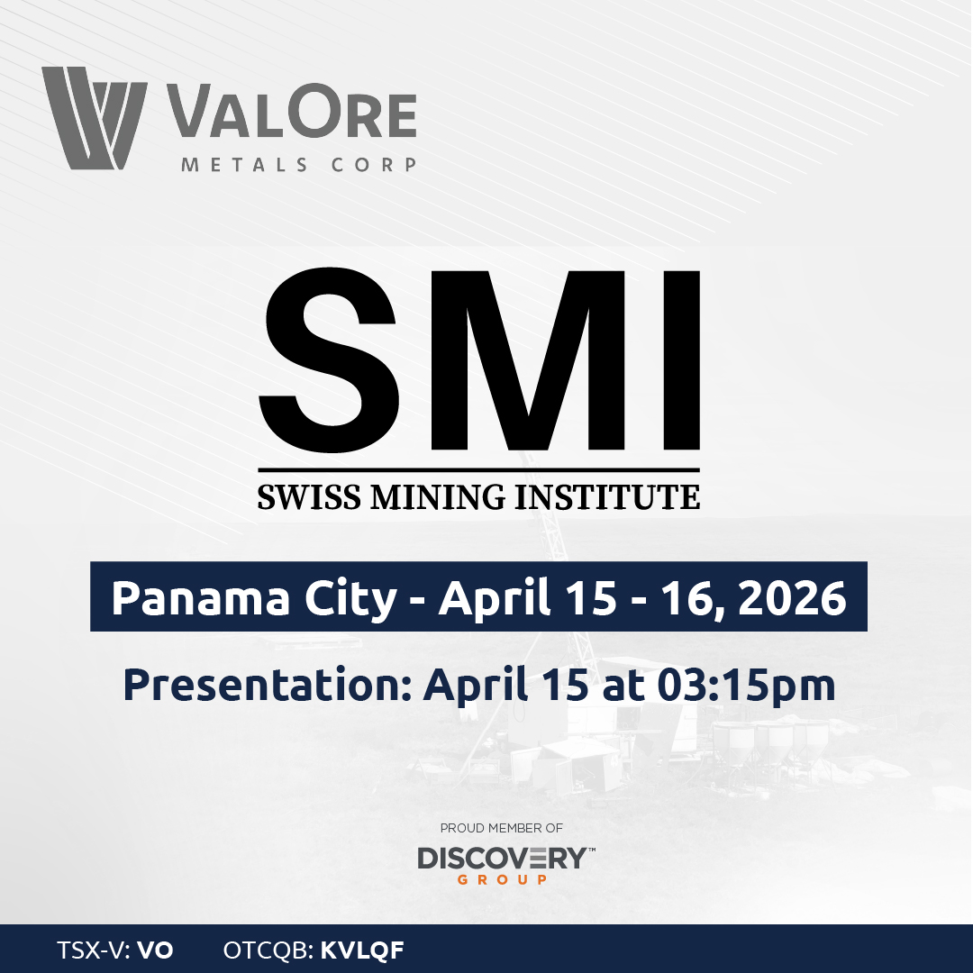 ValOreMetals's tweet photo. Our management team heads to the inaugural Swiss Mining Institute conference in Panama next week, bringing our #platinum, #palladium and #gold story to new audiences.

With a clear development pathway ahead, there's never been a more compelling time to hear the ValOre thesis.

Attending? Join Chairman Jim Paterson for a corporate update Wednesday, April 15th, at 3:15 pm EST.

$VO.v $KVLQF #platinum #palladium