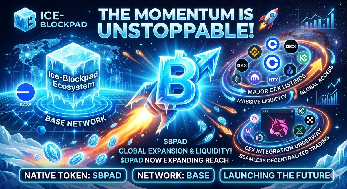 jtbillan_01's tweet image. The momentum is UNSTOPPABLE! 🧊🚀

We are thrilled to announce that $BPAD is officially expanding its reach. Major CEX listings are on the horizon, bringing massive liquidity and global access to the @ice_blockpad ecosystem!

#IceBlockpad #BPAD #IceOpenNetwork #CryptoNews #Launch