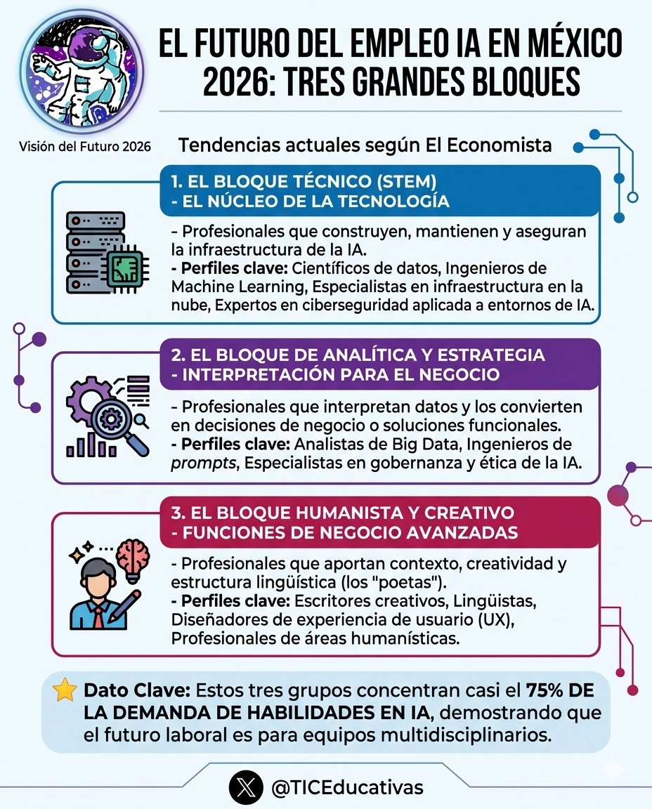 TicEducativas's tweet photo. ¡El futuro de la IA también se escribe con letras! ✍️🤖
​No todo es código; la capacidad de estructurar ideas y el pensamiento crítico son las nuevas herramientas estrella. Ingenieros, científicos y sí... ¡hasta poetas! están liderando el cambio en México. 🇲🇽✨
Via @eleconomista
​#IA #InnovaciónEducativa #EdTech #TIC #EscrituraCreativa
https://t.co/YkIgXI768c