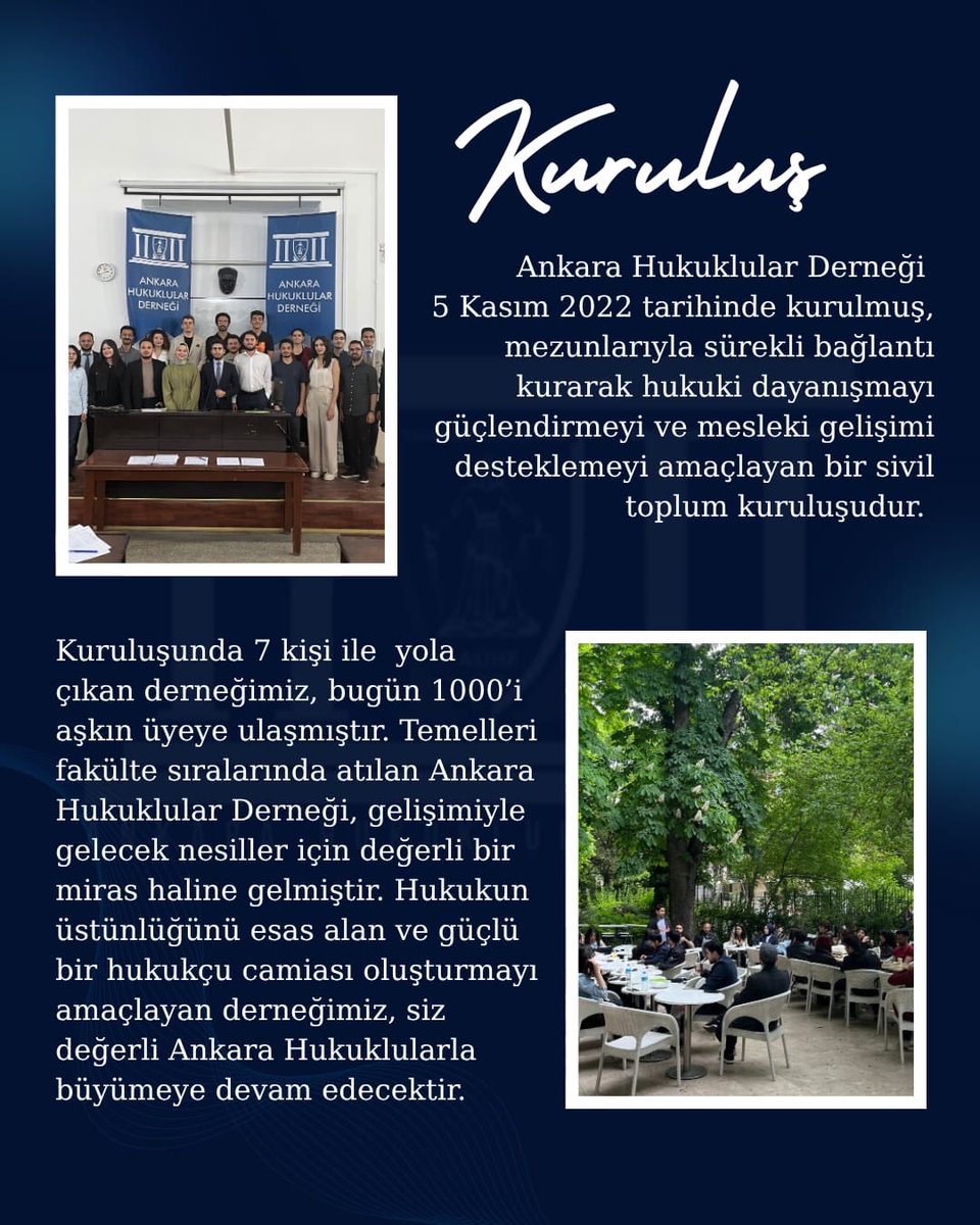 ankarahukukdern's tweet photo. Ankara Hukuklular Derneği, Ankara Hukuk'un köklü mirasını yaşatmak ve hukuki dayanışmayı güçlendirmek amacıyla faaliyet göstermektedir. Derneğimiz, geçmişten devraldığı birikimi geleceğe aktarma sorumluluğuyla çalışmalarını sürdürmeye devam etmektedir. #ankarahukuk #aühf #ahd https://t.co/OehsPDiAKn