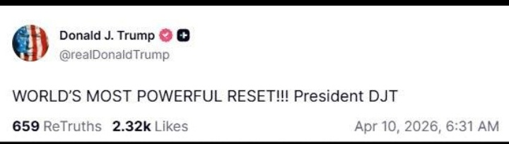 XRT865's tweet photo. The President of the United States warns of:

 “World's most powerful reset"

Interesting… #Trump #silver #reset https://t.co/nBeLQGXqgZ