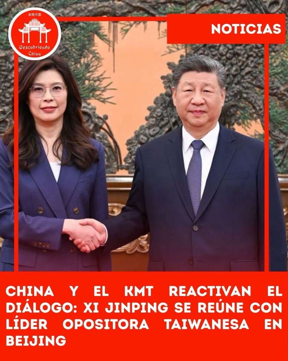 Descubre_China's tweet photo. El encuentro marca un hito político tras una década sin contactos de alto nivel entre el Partido Comunista chino y el Kuomintang, en medio de crecientes tensiones en el estrecho de Taiwán 🇨🇳👏🏻

Detalles 👉🏻  https://t.co/fTXvIBSc3q

#China #Beijing #KMT #XiJinping #Cheng  #Taiwán https://t.co/YlOQT9ybol