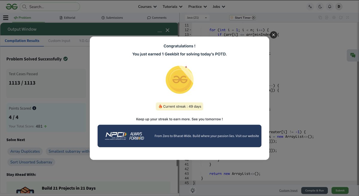 _sharmadev's tweet photo. Day 49 of 60 Days POTD Challenge Powered By NPCI

Problem Statement : Sorted subsequence of size 3

Link : https://t.co/3Ln59PulsG

#geekstreak60 
#npci 

@geeksforgeeks 
@NPCI_NPCI 

https://t.co/s9nhOBPLDn

https://t.co/RmyVwUGkxC

#happycoding https://t.co/9AijUVetEB