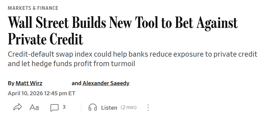 CDS on private credit managers launching next week. $JPM, $BAC, $DB, $GS all selling.

The same banks that lend $300B to private credit funds are now selling hedge funds the tools to short them! 😀