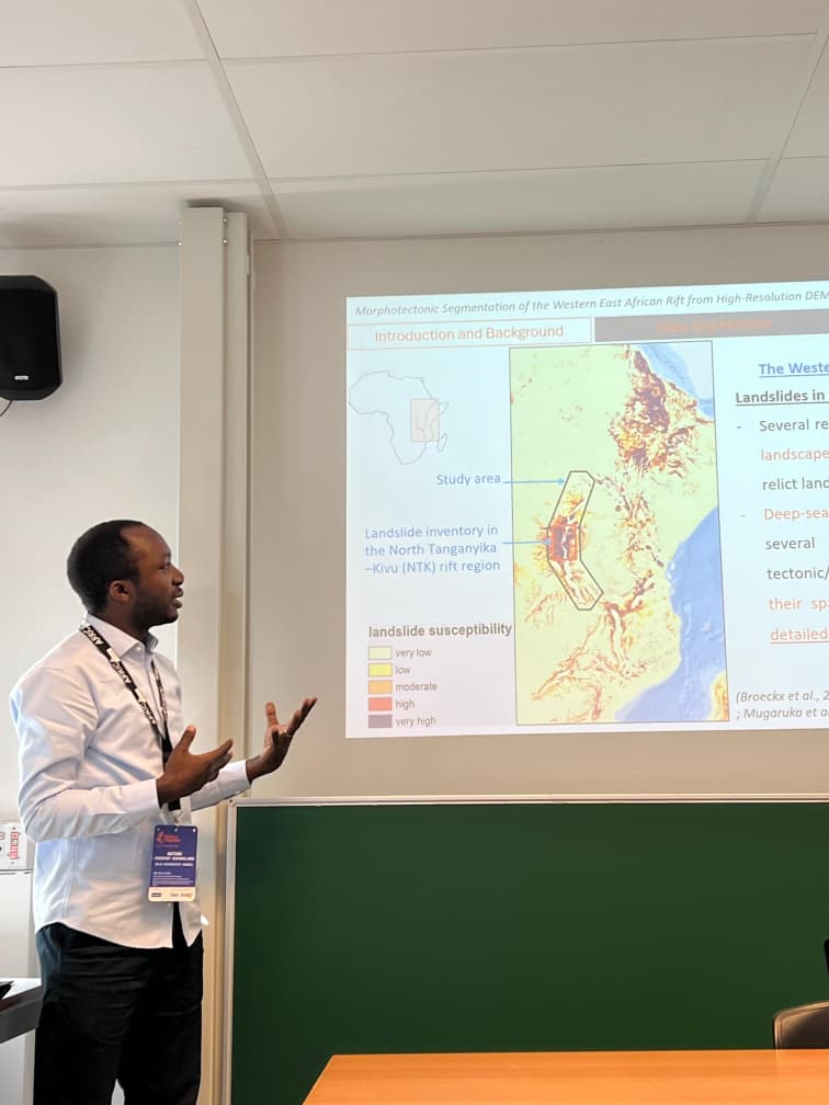 CONFERENCE BeNeLux Geography 2026 à la KU Leuven (Belgique)
----
L’UOB y a participé à travers l’Ass. Toussaint Mushamalirwa.
Sa communication orale portait sur « Morphotectonic segmentation of the Western East African Rift from high-resolution DEM analysis: preliminary results »