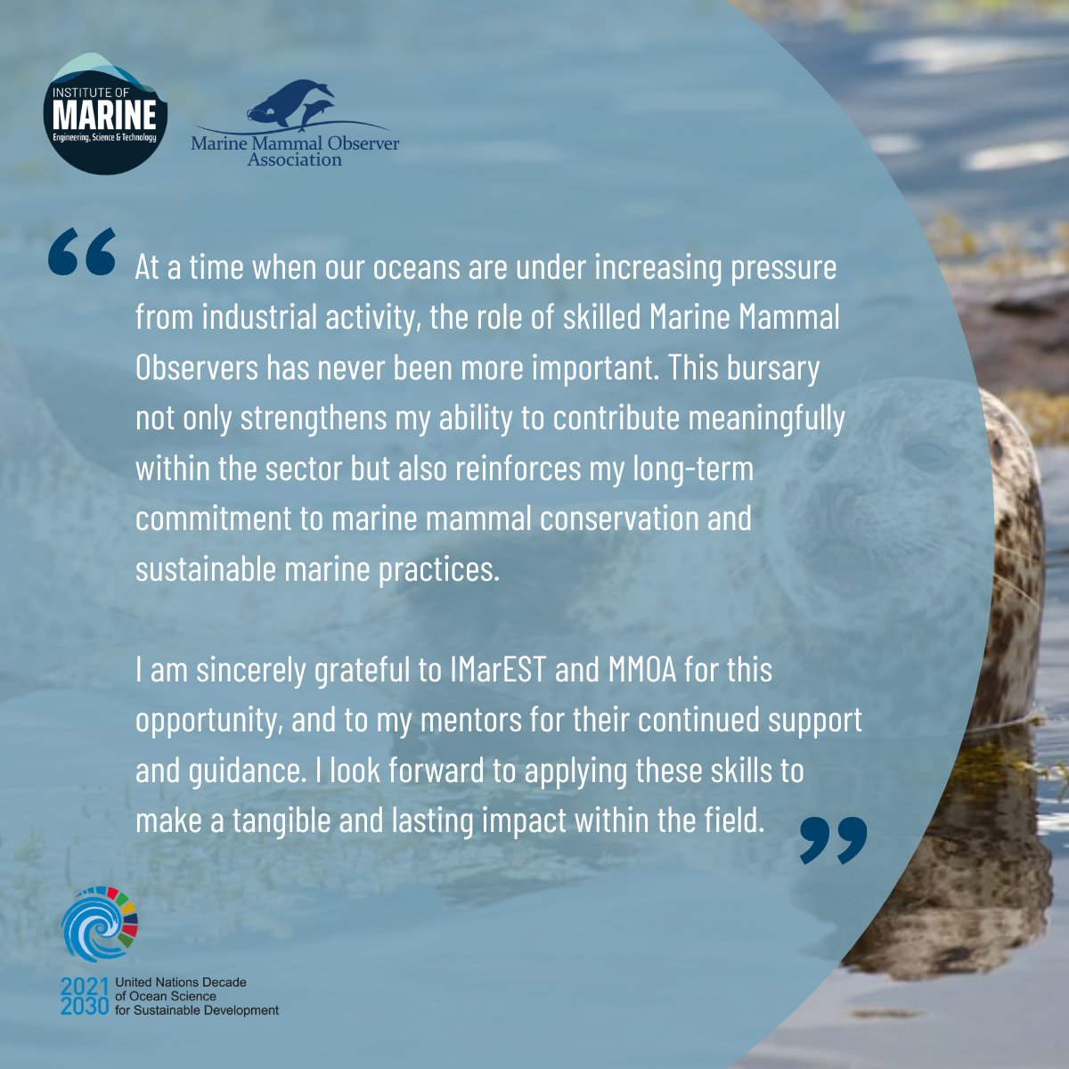 IMarEST's tweet photo. 🎉The IMarEST is delighted to congratulate Déspoina Papadopoulou on being awarded the Bursary for Aspiring Marine Mammal Observers, funded by the IMarEST and the @MMOA.
We extend our best wishes to Déspoina as she embraces this exciting opportunity. 🦭
#IMarEST #MMOA https://t.co/dAxS49cByo