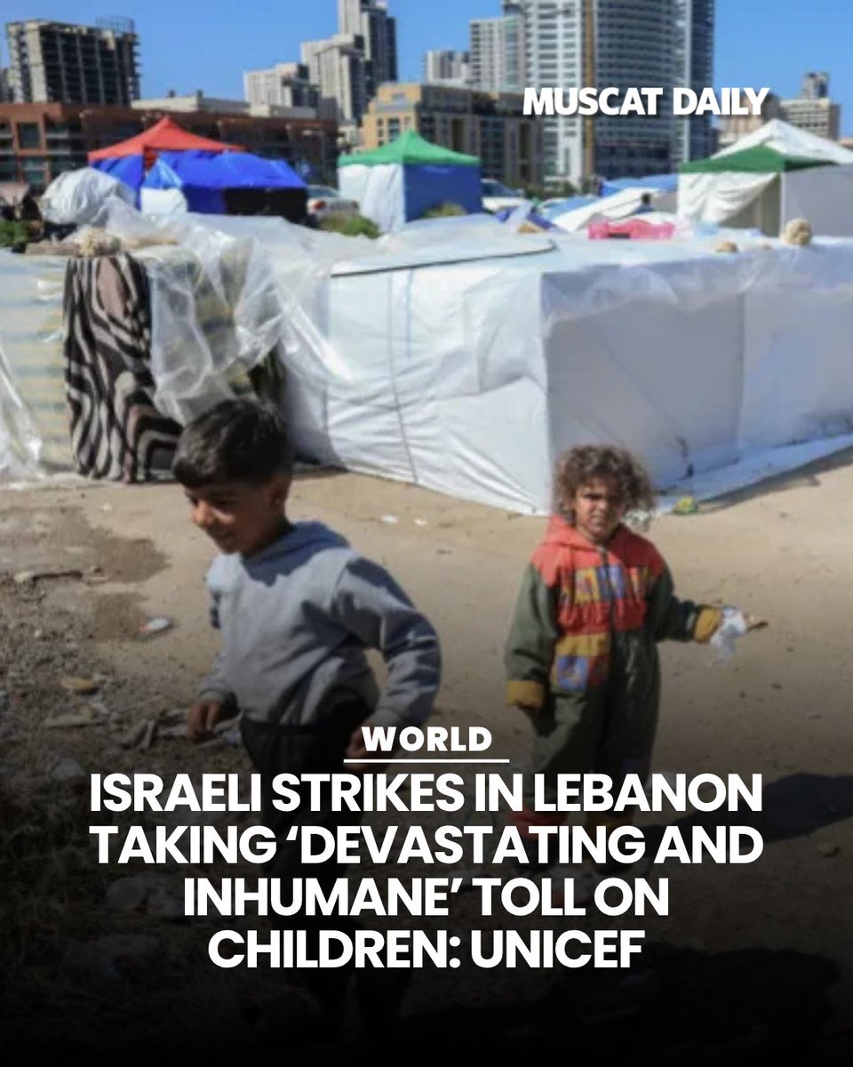 muscat_daily's tweet image. "Children must be protected at all times," UNICEF urges, as strikes in Lebanon kill dozens of minors. Over 390,000 children are now displaced amidst this "staggering" humanitarian crisis.

#LebanonCrisis #UNICEF