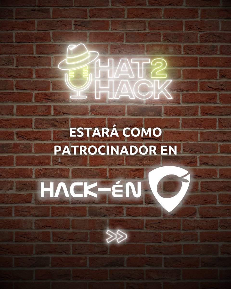 hat2hack's tweet photo. ¡#Hat2Hack es patrocinador en #Hackén! 🔥

Estamos encantados de formar parte de la cuarta edición de @Hack_en_ , que tendrá lugar del 17 al 18 de abril en #Jaén 📍

En su web podrás encontrar toda la información de cómo conseguir tus entradas 🎫

#Ciberseguridad #ciber #podcast https://t.co/Y1ecUJ5Ciu