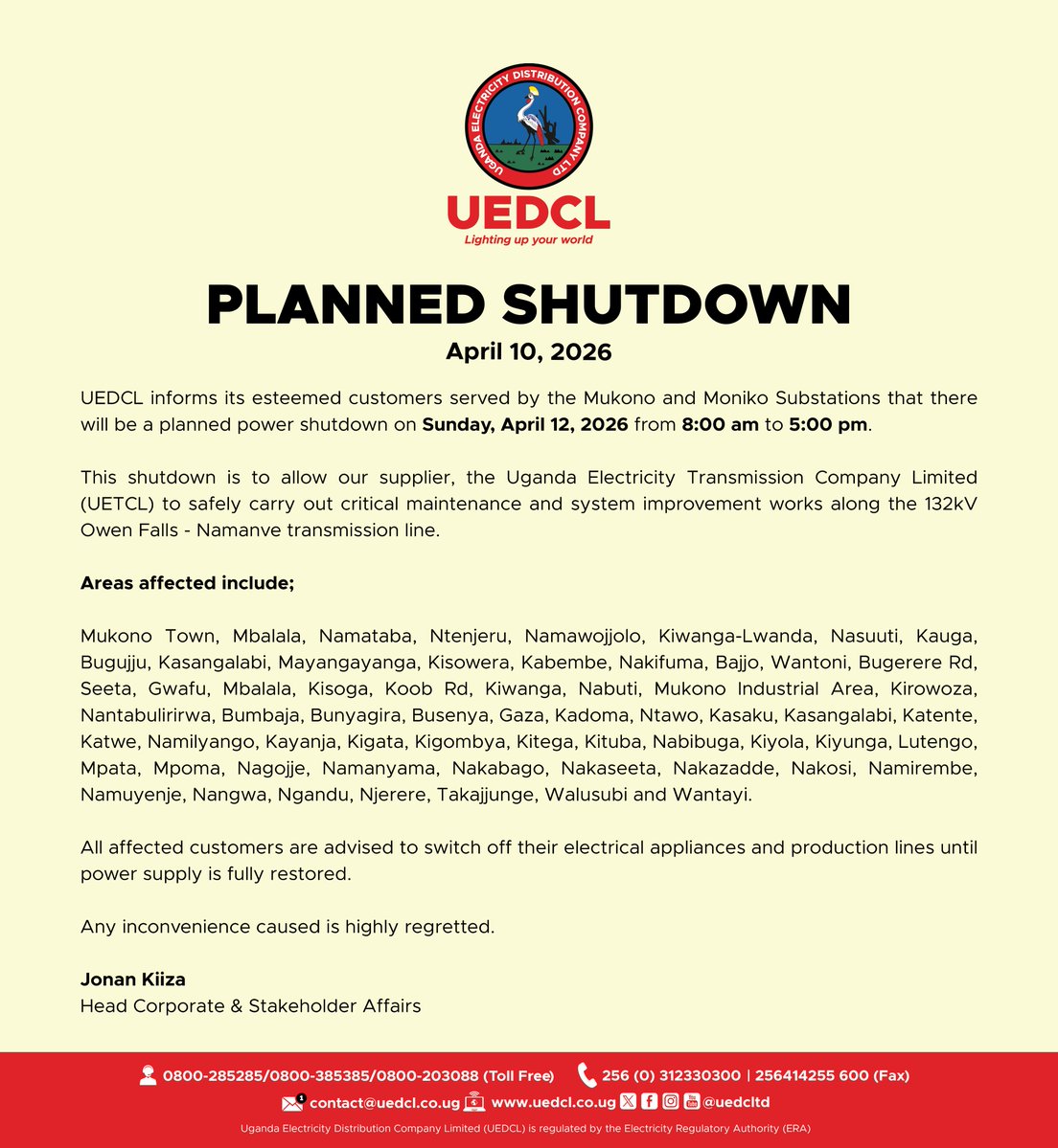 Uganda Electricity Distribution Company Ltd tweet media