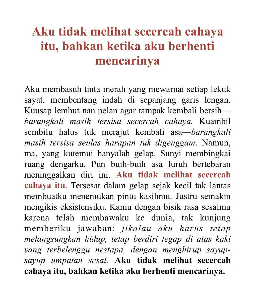 Aku tidak melihat secercah cahaya itu, bahkan ketika aku berhenti mencarinya.

TW // MOTHER ISSUE, SELFHARM