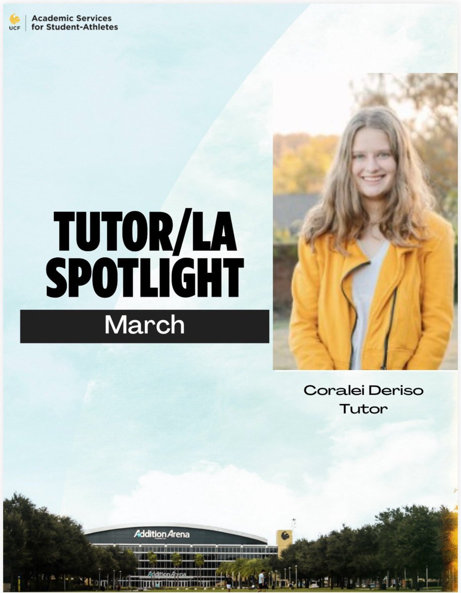 UCF_ASSA's tweet photo. Congratulations to our March Tutor of the Month, Coralei Deriso!

Thank you for all that you do! https://t.co/nO9cb36HE2